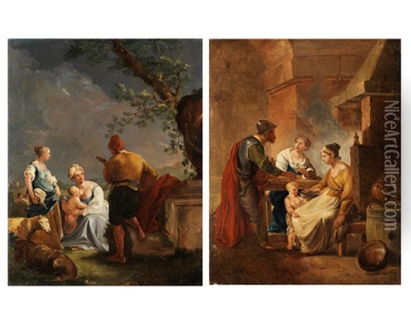 Ohne Titel (pair) Oil Painting - Jean-Baptiste Charpentier the Elder