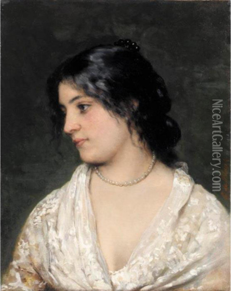 The Pearl Necklace Oil Painting - Eugene de Blaas