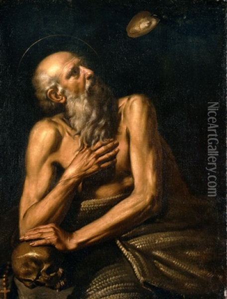 San Paolo Eremita Nutrito Dal Corvo Oil Painting -  Caravaggio