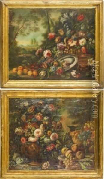 Blomsterstilleben (pair) Oil Painting - Mario Nuzzi