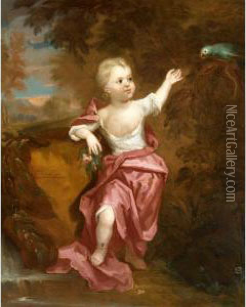 Portrait Of Jean Stirling Of Auchyle When A Child (1722-1737) Oil Painting - Sir John Baptist de Medina