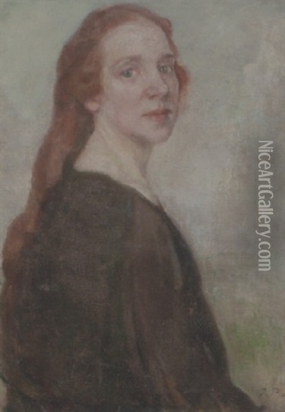 Portraet Af En Ung Rodharet Pige Oil Painting - Julius Paulsen