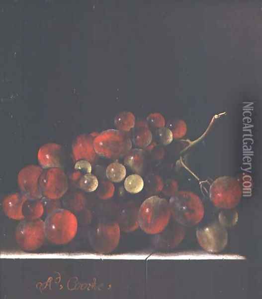 Still Life with Grapes Oil Painting - Adriaen Coorte