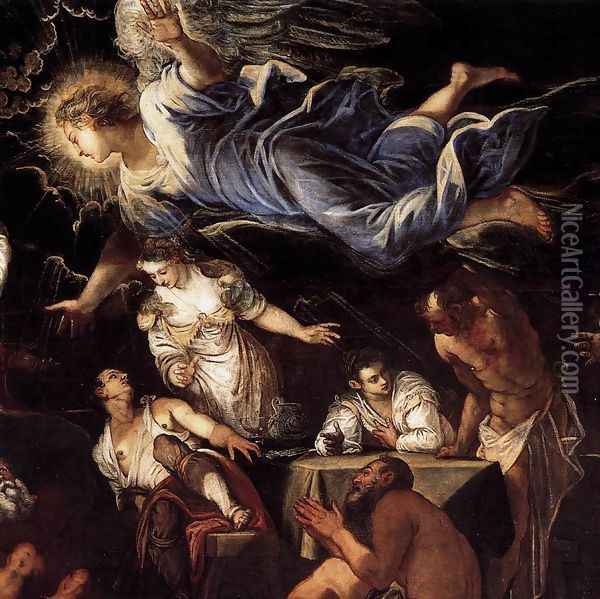 St Roch in Prison Visited by an Angel (detail 2) Oil Painting - Jacopo Tintoretto (Robusti)
