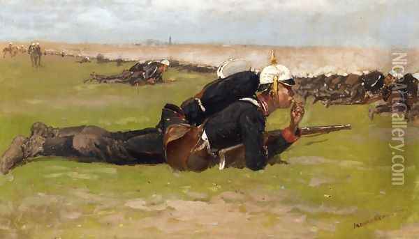 Field Drill for the Prussian Infantry Oil Painting - Frederic Remington