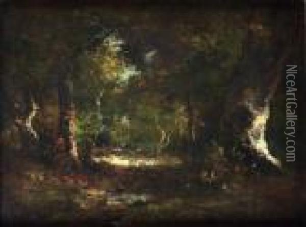 Clairiere En Foret De Fontainebleau Oil Painting - Narcisse-Virgile D Az De La Pena