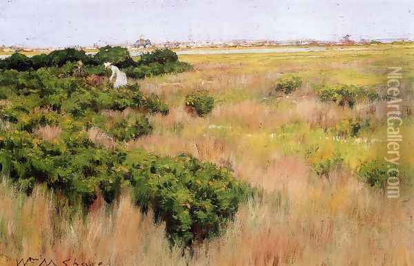 Landscape, near Coney Island Oil Painting - William Merritt Chase