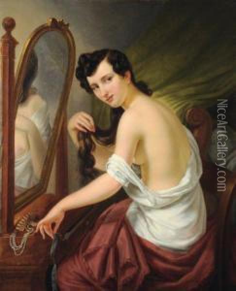 Femme A La Toilette Oil Painting - Charles Picque