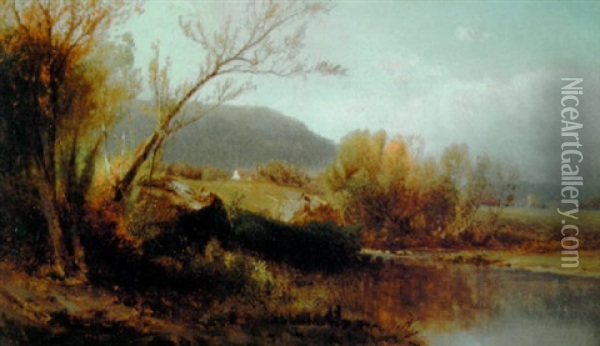 Autumn Landscape With House Oil Painting - William M. Hart
