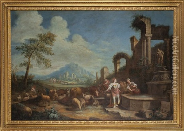 Klassische Landschaft Mit Bukolischer Szene Oil Painting - Nunzio Ferrajoli