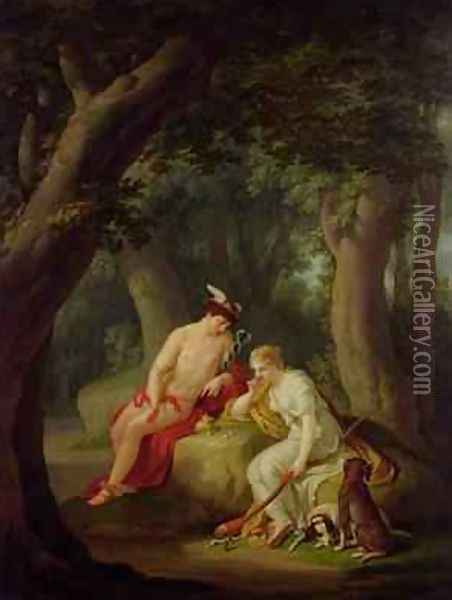 Diana and Mercury playing Dice 1788-90 Oil Painting - Johann August the Younger Nahl