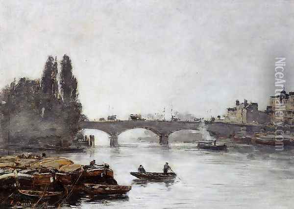 Rouen, the Pont Corneille, Fog Effect Oil Painting - Eugene Boudin