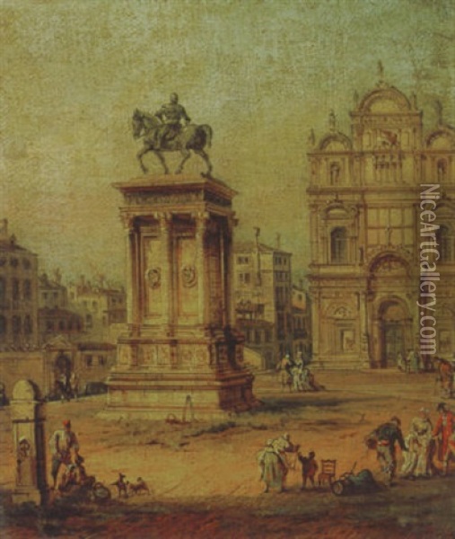 Scoula San Marco And Colleoni Oil Painting - Bernardo Bellotto