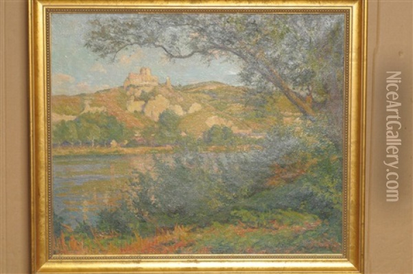 French River Landscape With A Fortified Castle Oil Painting - Joseph Milner Kite