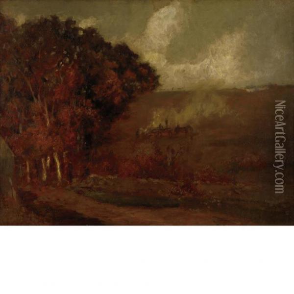 Burning The Fields Oil Painting - Charles Henry Miller