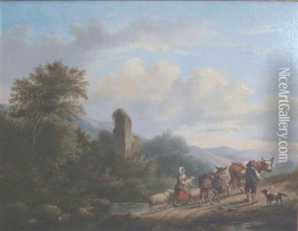 Journey In The Countryside Oil Painting - Gerardus Hendriks