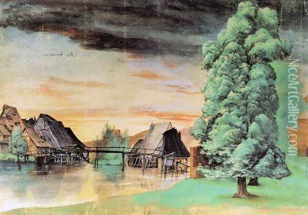 Willow Mill Oil Painting - Albrecht Durer