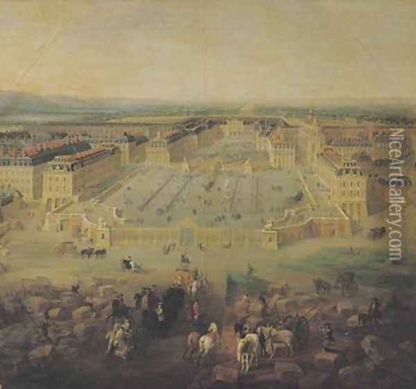 The Chateau de Versailles and the Place dArmes 1722 Oil Painting - Pierre-Denis Martin