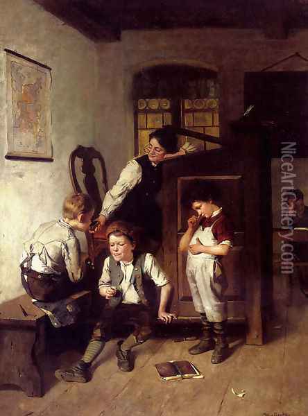 Mischief In The Classroom Oil Painting - Julius Geertz