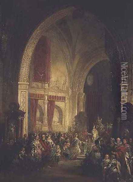Interior of Toledo Cathedral Oil Painting - Jenaro Perez Villaamil