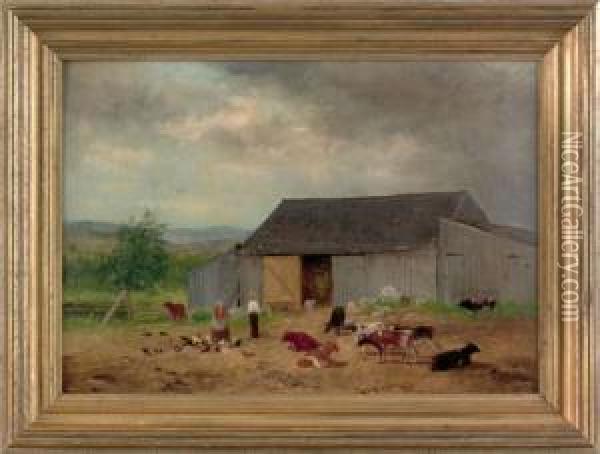 The Old Barn At Eaglesmere Oil Painting - Newbold Hough Trotter