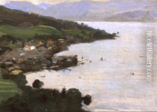 Weyregg Am Attersee Oil Painting - Otto Friedrich