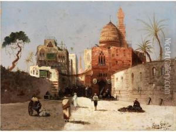 Orientalische Strassenszene Mit Moschee Oil Painting - Wilhelm Sohn