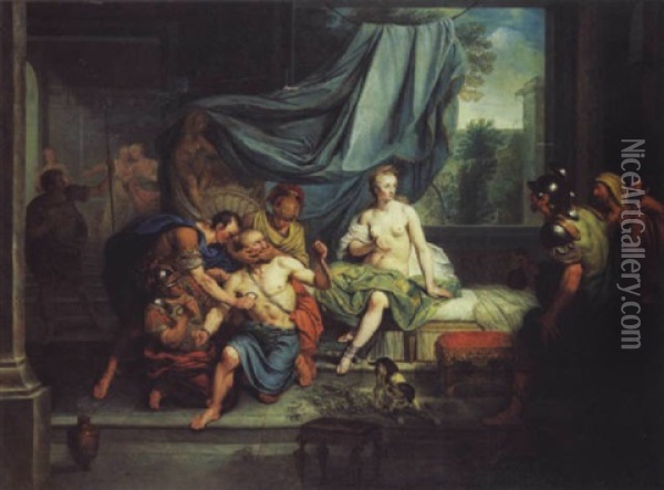 Samson Et Dalila Oil Painting - Louis Fabritius Dubourg