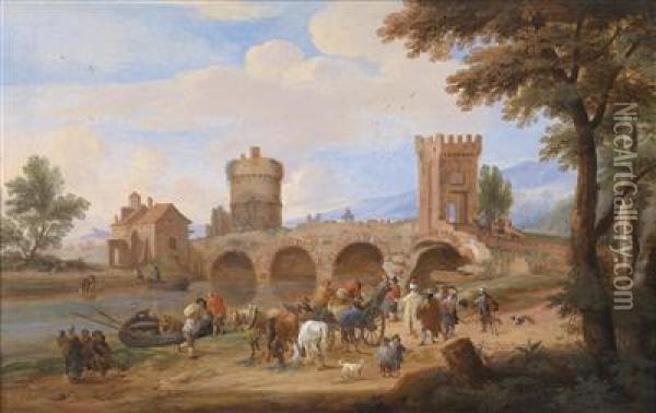 The Arrival Of The Oriental Merchant Oil Painting - Mattijs Schoevaerdts