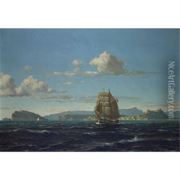 A Brigantine Entering The Dardanelles Oil Painting - Michael Zeno Diemer