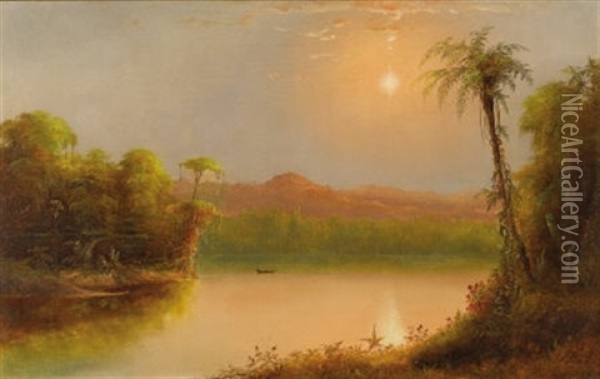 Tropical River Scene, Ecuador Oil Painting - Norton Bush