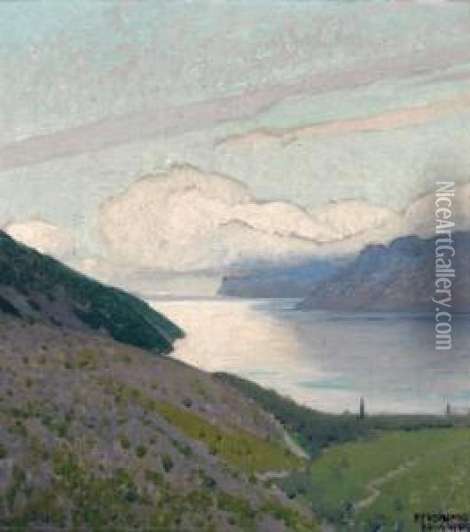 Gardasee Oil Painting - Ferdinand Brunner