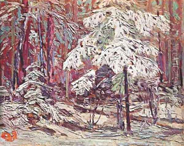 Snow in the Woods Oil Painting - Thomas Thompson