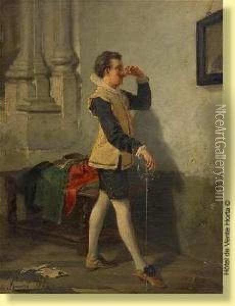 Le Fier Mousquetaire Oil Painting - Auguste Serrure