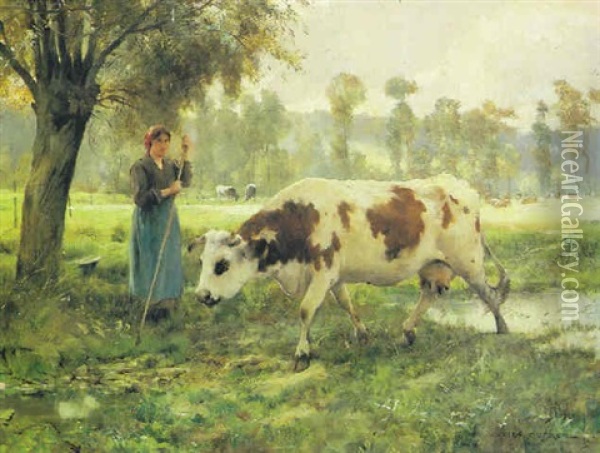 Cows At Pasture Oil Painting - Jules Dupre