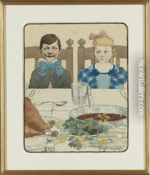Thanksgiving Dinner Oil Painting - B. Cory Kilvert