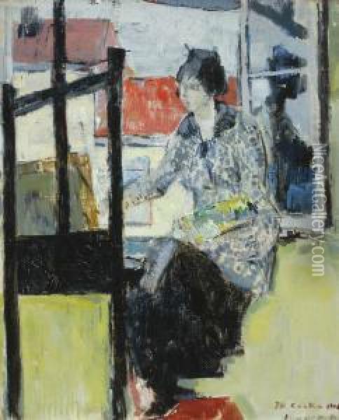 Painting Woman (1918) Oil Painting - Philibert Cockx