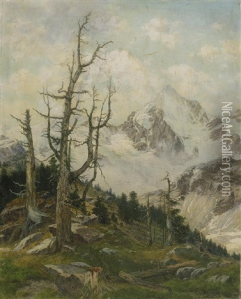 Dolomiten Oil Painting - Josef von Schloegl