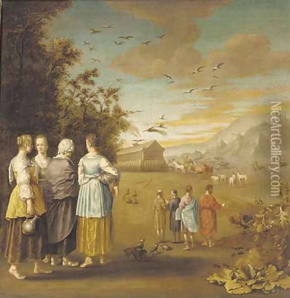 The animals entering the Ark Oil Painting - Dutch School