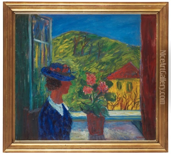 Flickan I Fonstret (the Girl In The Window) Oil Painting - Ivan Ivarson