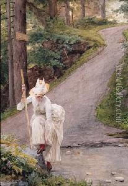 Chemin De La Cascade Oil Painting - Louis Emile Adan