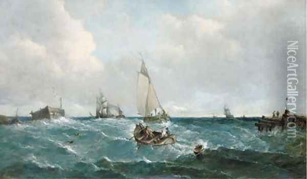 Running into harbour with the tide Oil Painting - Alfred Vickers