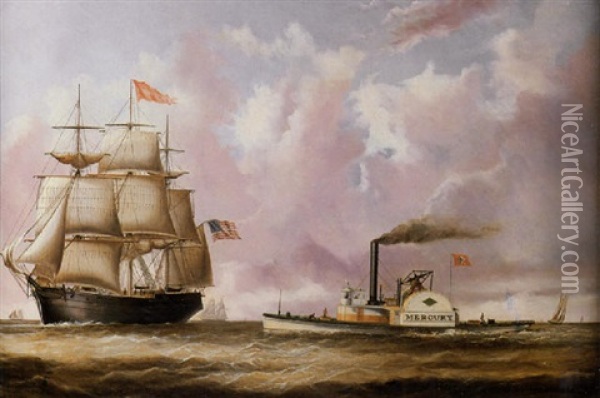 New York Harbor With Liverpool Packet 