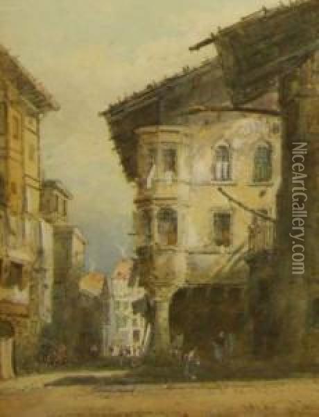 A Street Scene Pisa Oil Painting - Samuel Prout