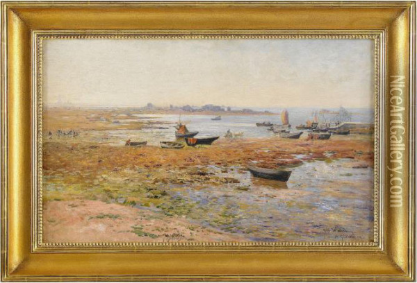 Fiskebatar Vid Saint Guenole Oil Painting - Alfred Wahlberg