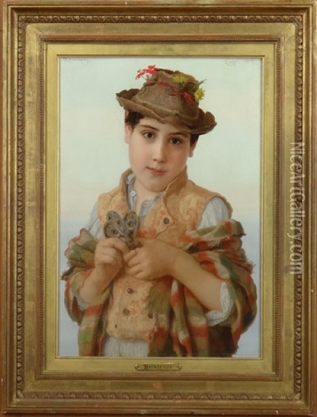 Portrait De Jeune Homme Oil Painting - Adriano Bonifazi