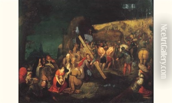 La Montee Au Calvaire Oil Painting - Hans Jordaens the Elder