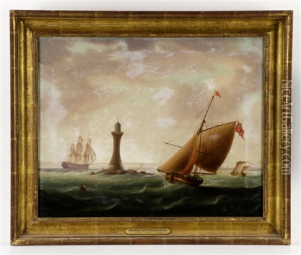 Mersey River Scene Oil Painting - Thomas Buttersworth