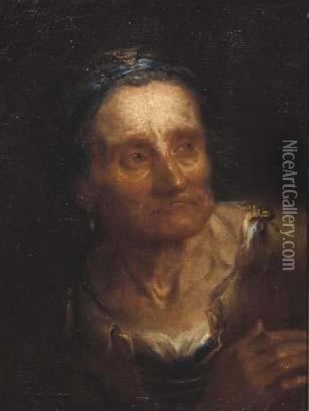 Ritratto Di Vecchia Oil Painting - Giuseppe Nogari