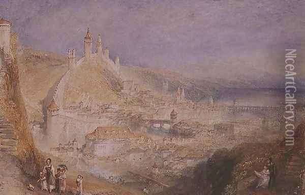 Lucerne from the Walls, c.1841 Oil Painting - Joseph Mallord William Turner